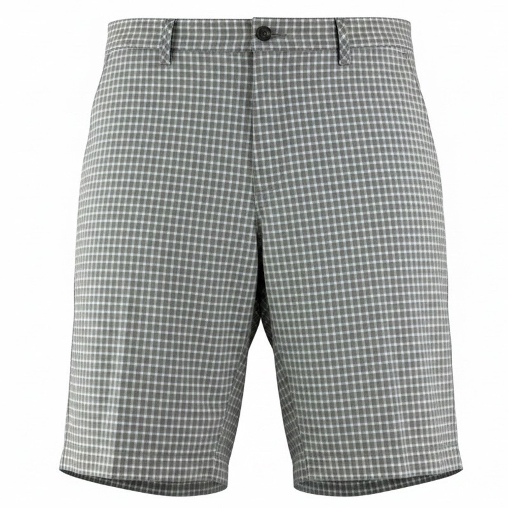 Adidas‎ Golf Shorts Mens 36 Beige Gingham Plaid Performance Flat Front Golfcore